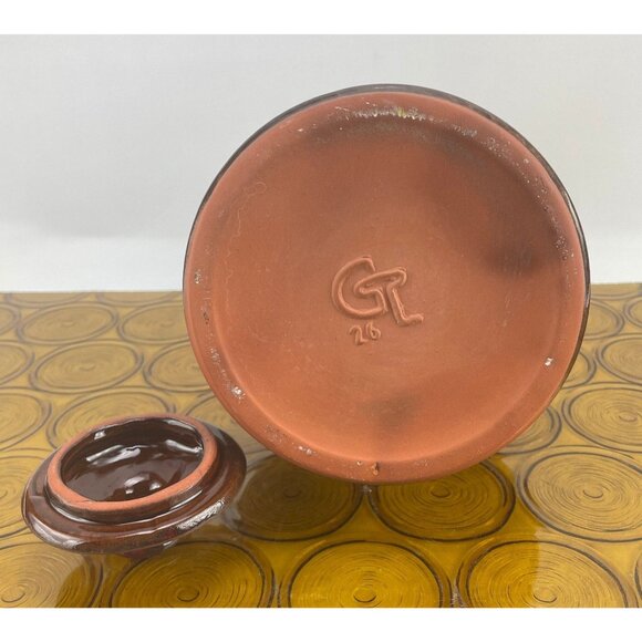 Vintage 60s pottery carafe, GT Beauceware red ceramic carafe with lid - Picture 9 of 10